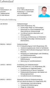 bewerbung-gebaeudereiniger-vorlage-berufliche-erfahrungen-gestalten