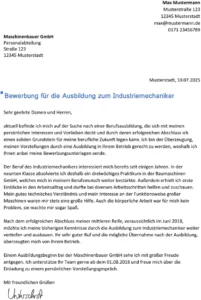bewerbung-vorlage-industriemechaniker-ausbildung