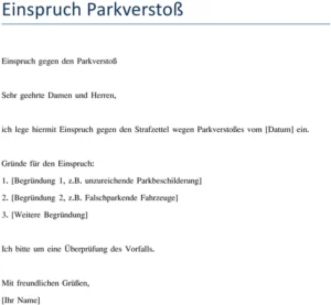 einspruch-gegen-parkverstoß-vorlage