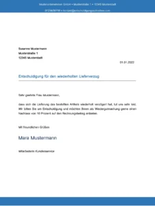 entschuldigung-lieferverzug-vorlage