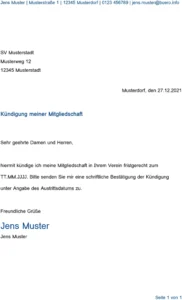 kuendigung-vorlage-mitgliedschaft