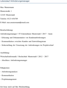 lebenslauf-anforderungsmanager-muster-vorlage
