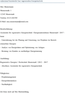 lebenslauf-assistentin-fuer-regenerative-energietechnik