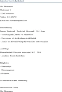 lebenslauf-beamtin-bundesbank