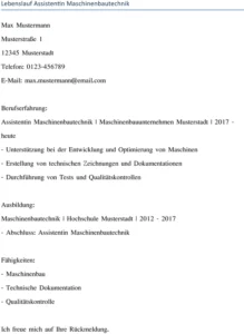 lebenslauf-vorlage-assistentin-maschinenbautechnik