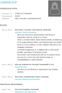 word-vorlage-lebenslauf-fuer-studenten